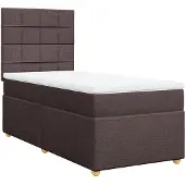 vidaXL Boxspring met matras stof donkerbruin 100x200 cm