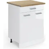 Vicco Keukenonderkast R-Line Wit Hoogglans 60 cm met lade, WB Eik, Model 45838