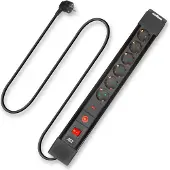 ACT AC2450 Stekkerdoos - 6 Sockets - Aan/Uit - Overspanningsbeveiliging