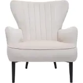 Mendler Lounge fauteuil -K37, cocktail fauteuil gestoffeerde fauteuil, fluweel (280g/m²) ~ crème-beige
