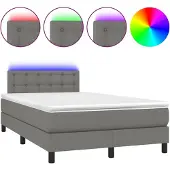 Syfax Boxspring met matras en LED stof donkergrijs 120x190 cm