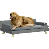 PawHut -Ped Sofa-Fluwelen-100x62x32cm-Grijs