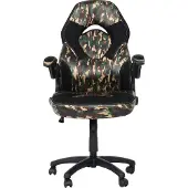 Mendler Bureaustoel -K13, draaistoel gamestoel, ergonomisch, verstelbare armleuning, kunstleer ~ camouflage-zwart