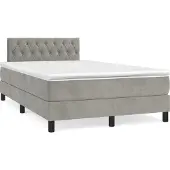 Syfax Boxspring met matras fluweel lichtgrijs 120x190 cm