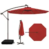 Costway Parasol met LED-verlichting – Ø300 cm – Rood