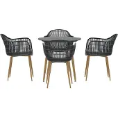 Venture Home Anafi tuinmeubelset tafel 80x80cm 4 stoelen zwart.