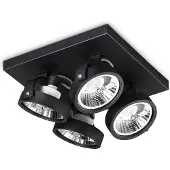Ideal Lux Moderne plafondlamp Konig Metallo, zwart, 4x10W, GU10, 3000K, warm licht
