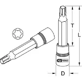 Ks Tools 3/8" CHROMEplus bit-steeksleutel, Torx, lang, T30