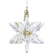 Swarovski kerstster 3D 2024 5674347 | kerstornament beeldje, Kerststerrencollectie | goudkleurig wit kristal sierstuk