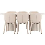 Ebuy24 Narvik eethoek tafel 100x200cm en 6 stoelen beige.