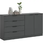 Xonox Kopenhagen dressoir 4 laden, 2 deuren antraciet.