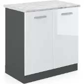 Vicco R-Line Wastafelkast – 80 cm WB Marmer Wit Hoogglans