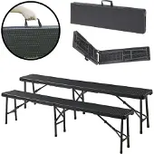 En.casa Tuinbank Mark set van 2 opvouwbaar 180x25x43 cm rotan look zwart []