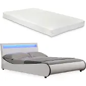Corium Bed Valancia met LED-verlichting incl. matras140x200 cm wit