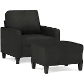 vidaXL Fauteuil met voetenbank 60 cm stof zwart
