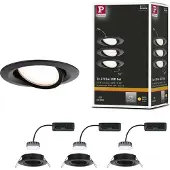 Paulmann Nova Plus Coin per 3 IP23 2.700K zwart Coin, dimbaar, zwart, Hal, Aluminium, Modern