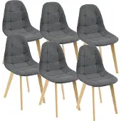 En.casa Eetkamerstoel Kopparberg 86x53x47 cm set van 6 donkergrijs