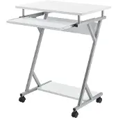 En.casa Computertafel bureau op wielen pc tafel 60x40x75 cm wit