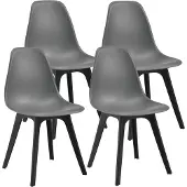 En.casa Eetkamerstoel Lendava 83x54x48 cm set van 4 grijs en zwart
