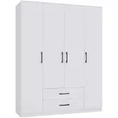 Top E Shop Topeshop ROMANA 160 BIEL KPLB: Slaapkamerkast met 11 planken en 4 deuren, wit. Garderobe