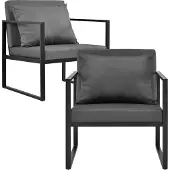Casa.pro Tuinstoel tuin armleunstoel set van 2 zwart 70x60x60cm