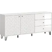 Ebuy24 Prisma dressoir 3 laden, 2 deuren wit, hoogglans wit.