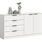 Ebuy24 Kopenhagen dressoir 4 laden, 2 deuren wit.