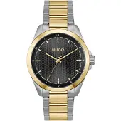HUGO Seam tweekleurig horloge met zwarte gestructureerde wijzerplaat