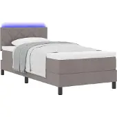 Syfax Boxspring bed met LED-stripverlichting Taupe 100 x 200 cm Stof