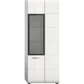 Xonox Home Ice vitrinekast 1 deur, 1 glazen deur wit, hoogglans wit.