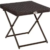 Outsunny Sunny Tuintafel bijzettafel opvouwbare poly-rotan bloemenstandaard tuinmeubelen terras