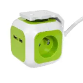 Greenblue Vierfache MagicCube-Steckdose, 2 USB-Eingänge 1,4 m GB118 (MCE118)