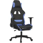 vidaXL Gaming stoel met voetsteun, zwart en blauw, met stoffen bekleding