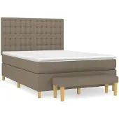 vidaXL Boxspring met matras stof taupe 140x190 cm