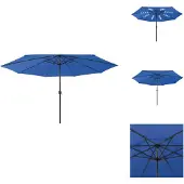 vidaXL Parasol Tuin - 400x267 cm - Azuurblauw - Polyester - Parasol