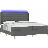Syfax Boxspringbed met matras met LED Grijs 200 x 200 cm Stof