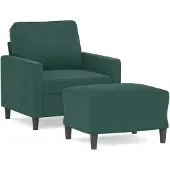 vidaXL Fauteuil met voetenbank 60 cm fluweel donkergroen