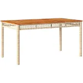 vidaXL Tuintafel 140x80x75 cm poly rattan en acaciahout beige