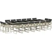 vidaXL 17-delige Tuinset met kussens poly rattan lichtgrijs