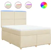 vidaXL Boxspring met matras stof crèmekleurig 140x190 cm
