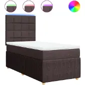 vidaXL Boxspring met matras stof donkerbruin 80x200 cm