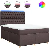vidaXL Boxspring met matras stof donkerbruin 140x190 cm