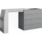 Vicco Knutseltafel Iva, Grijs, 98.5-167.5 x 80 x 47 cm uitklapbaar, 4 laden