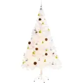 Syfax Kunstkerstboom met verlichting en kerstballen 150 cm wit
