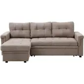 Vente-unique Slaaphoekbank in taupe stof DERAMOP