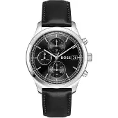 BOSS Stratus-chronograaf met zwarte leren polsband