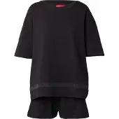 HUGO Pyjama 'MESH LOGO SHORT-SET' zwart
