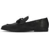 Kazar Black leather loafers with classic style clutches