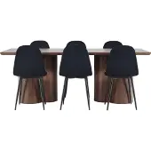 Ebuy24 Olivia eethoek tafel 100x210cm en 6 velours stoelen mocca.