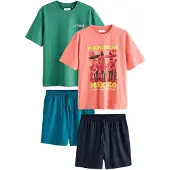 Next Pyjama kort petrol / smaragd / lichtoranje / zwart